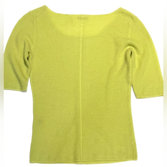 Elie Tahari Short Sleeve Lime Green Sweater Top Size XS - Picture 2 of 4